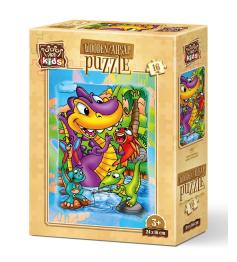 Puzzle en Bois Art Puzzle Dinosaure Pêcheur 16 Pièces