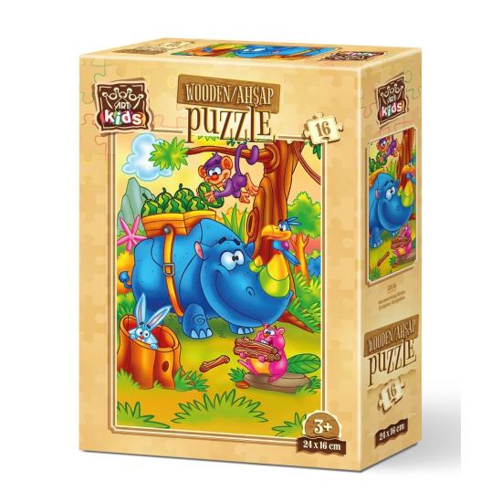 Puzzle en bois Art Puzzle Rhinoceros Worker 16 pièces Puzzle en bois Art Puzzle Rhinoceros Worker 16 pièces