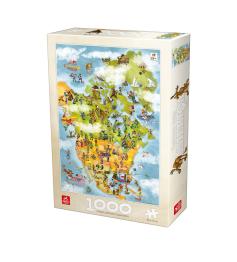 Deico Carte animée de l'Amérique Puzzle 1000 pièces