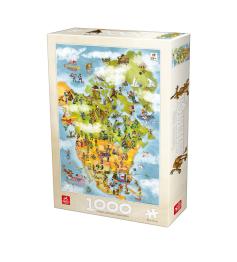 Deico Carte animée de l'Amérique Puzzle 1000 pièces