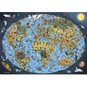 Puzzle carte du monde illustrée Dino 1000 pièces