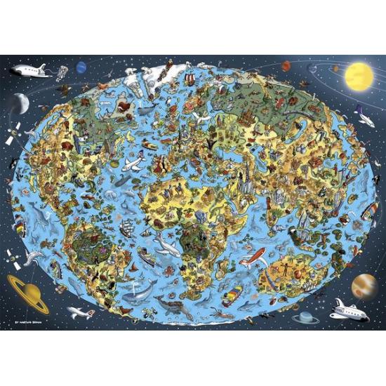 Puzzle carte du monde illustrée Dino 1000 pièces Puzzle carte du monde illustrée Dino 1000 pièces