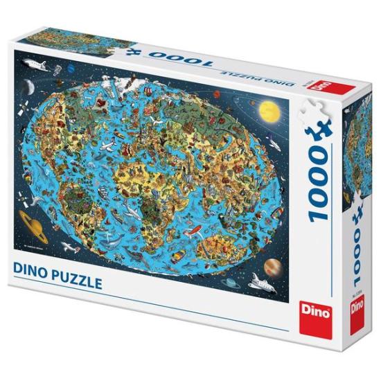 Puzzle carte du monde illustrée Dino 1000 pièces Puzzle carte du monde illustrée Dino 1000 pièces