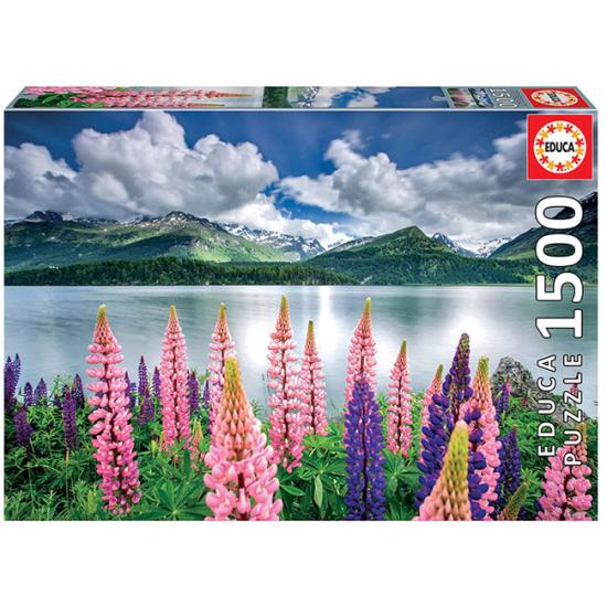 Puzzle Educa Lupins au Bord du Lac de Sils, Suisse 1500 Pza