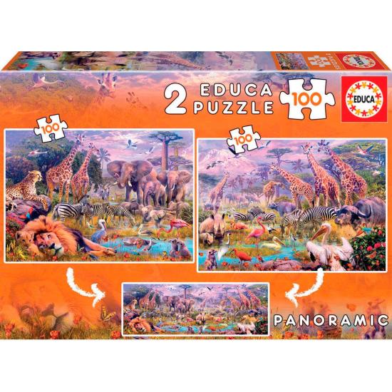 Puzzle Educa Animaux sauvages 2 x 100 pièces