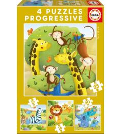 Puzzle Educa Animaux Sauvages Progressif 12+16+20+25 Pzs