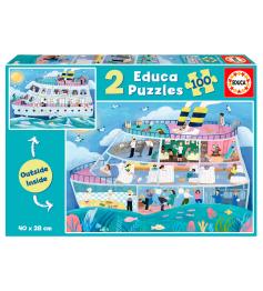 Puzzle Educa Bateau Inside-Out 2 x 100 pièces