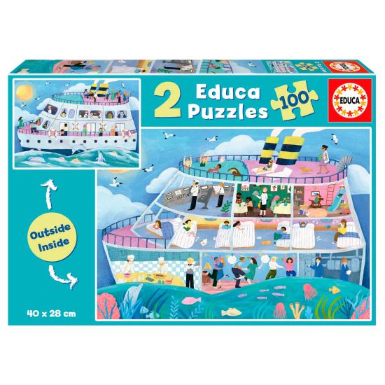 Puzzle Educa Bateau Inside-Out 2 x 100 pièces