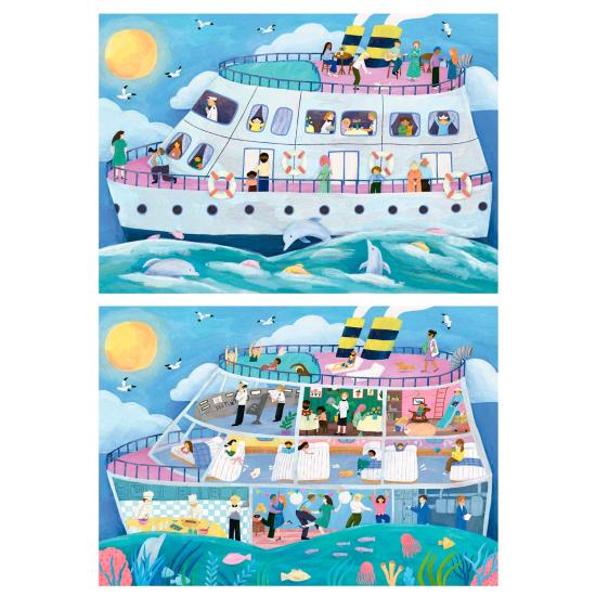 Puzzle Educa Bateau Inside-Out 2 x 100 pièces