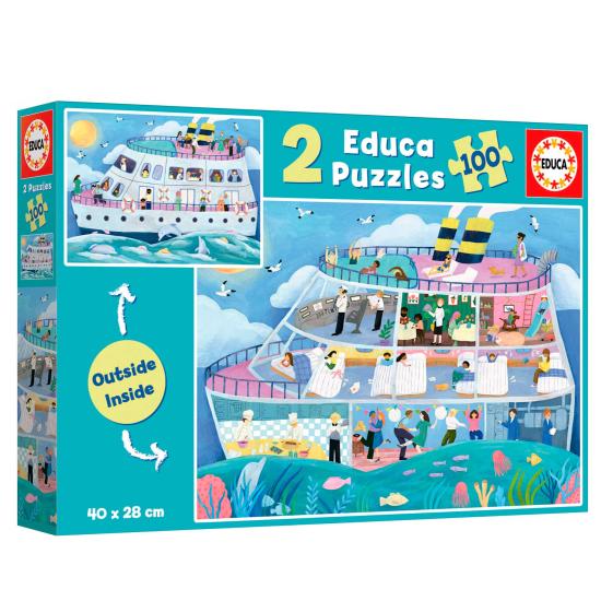 Puzzle Educa Bateau Inside-Out 2 x 100 pièces