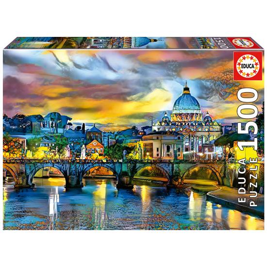 Puzzle Educa Basilique Saint-Pierre et Pont Saint-Ange 1500P