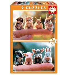 Puzzle Educa Animaux Babies 2 x 20 pièces