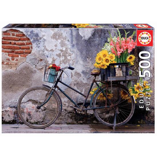 Puzzle Educa Vélo avec Fleurs 500 Pièces