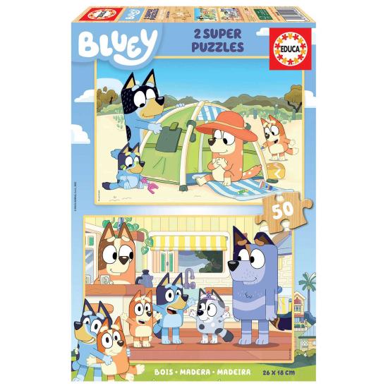 Puzzle Educa Bluey 2 x 50 mcx Bois