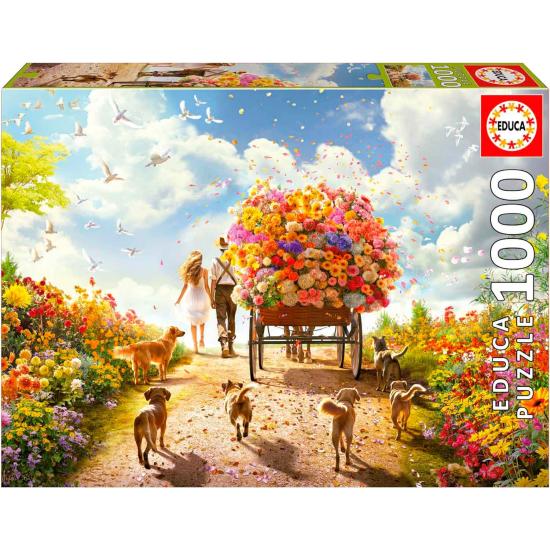 Puzzle Educa Chariot de Fleurs de 1000 pièces