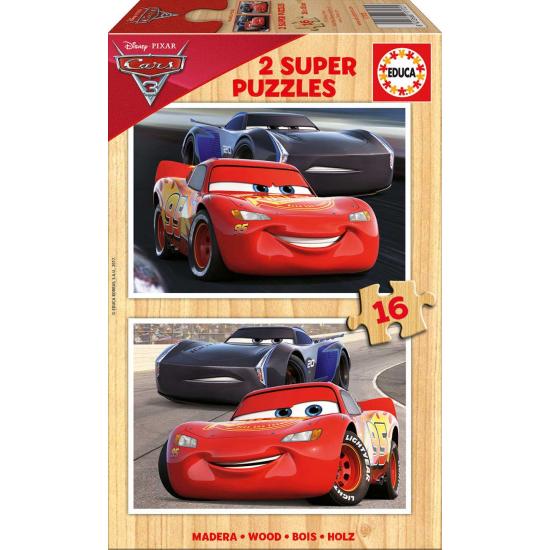 Educa Cars 3 Puzzle 2 x 16 pièces Bois Educa Cars 3 Puzzle 2 x 16 pièces Bois