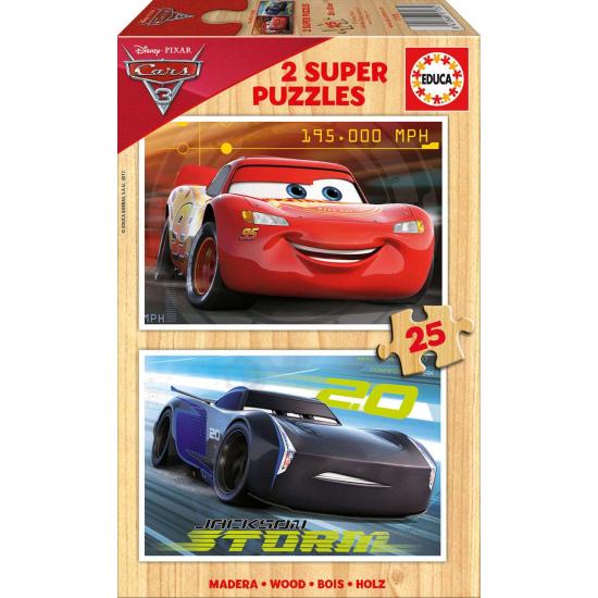 Educa Cars 3 Puzzle 2 x 25 pièces en bois Educa Cars 3 Puzzle 2 x 25 pièces en bois