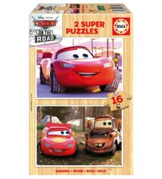 Educa Cars On The Road Puzzle 2 x 16 pièces en bois