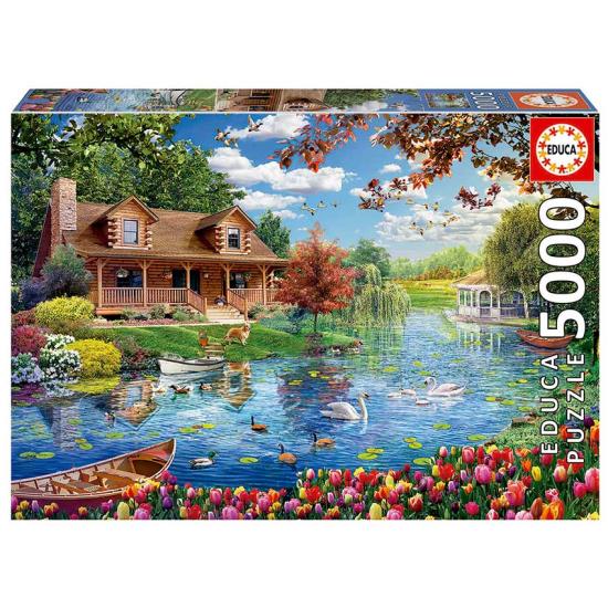 Puzzle Educa Petite Maison sur le Lac 5000 Pièces