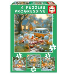Puzzle Educa Progressive Bunnies City 12+16+20+25 pièces