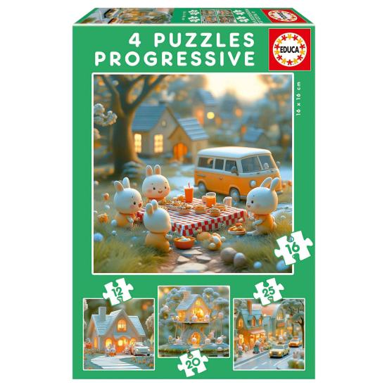 Puzzle Educa Progressive Bunnies City 12+16+20+25 pièces