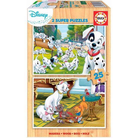 Puzzle Educa Disney Animaux 2 x 25 pièces Bois