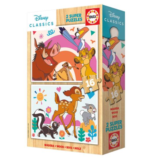 Puzzle Educa Disney Animals 2x16 pièces Bois