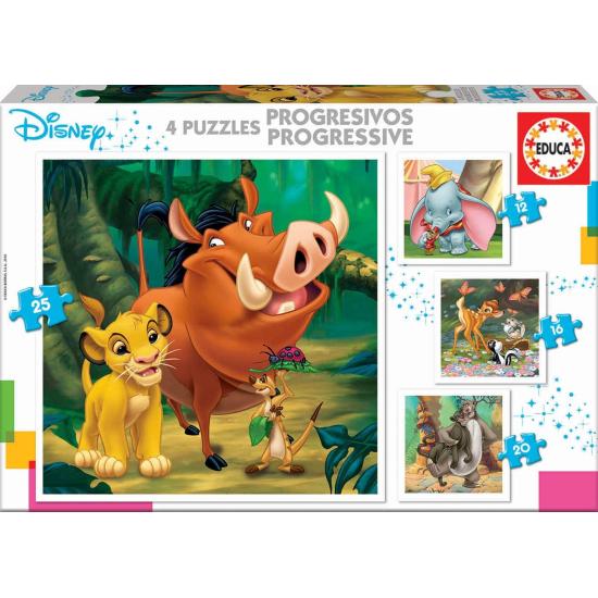 Puzzle Educa Disney Animaux Progressif 12+16+20+25 Pcs