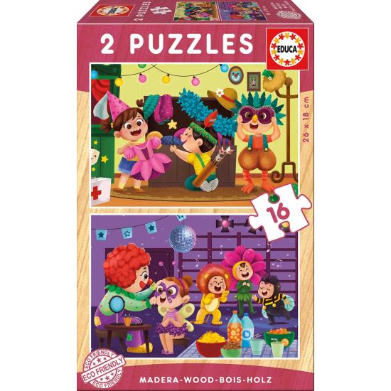 Puzzle Educa Costume Party 2 x 16 pièces Bois