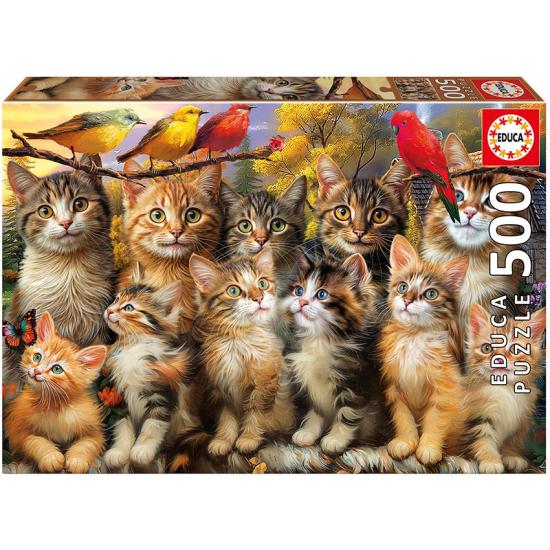 Puzzle Educa Chatons et Oiseaux, 500 pièces