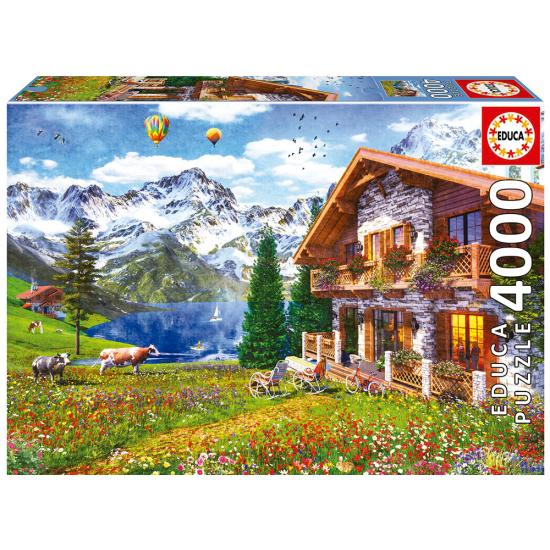 Puzzle Educa Maison dans les Alpes 4000 pièces