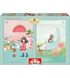 Puzzle Educa La Pluie et Le Bateau 2 x 100 pièces