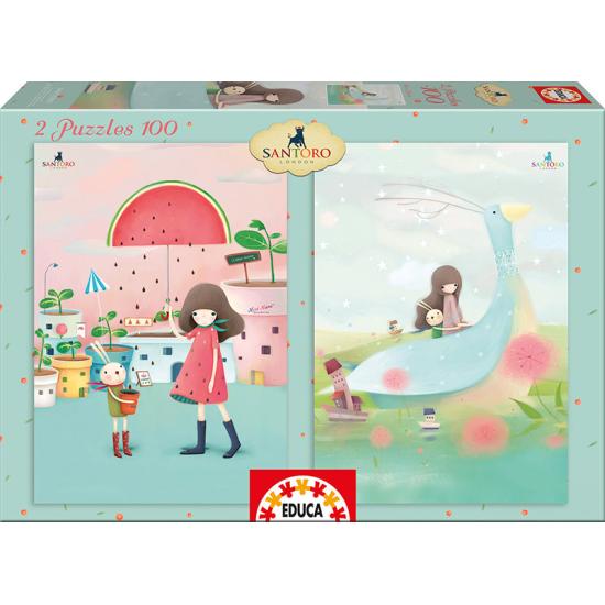 Puzzle Educa La Pluie et Le Bateau 2 x 100 pièces