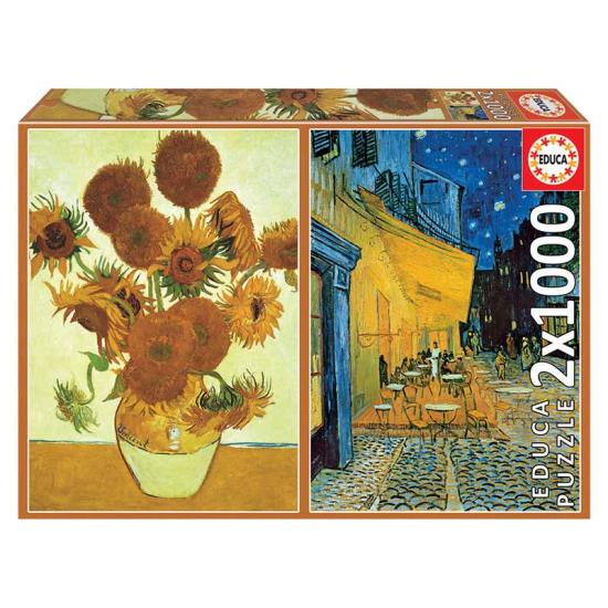 Educa Puzzle Tournesols et terrasse la nuit, VV Gogh 2x100