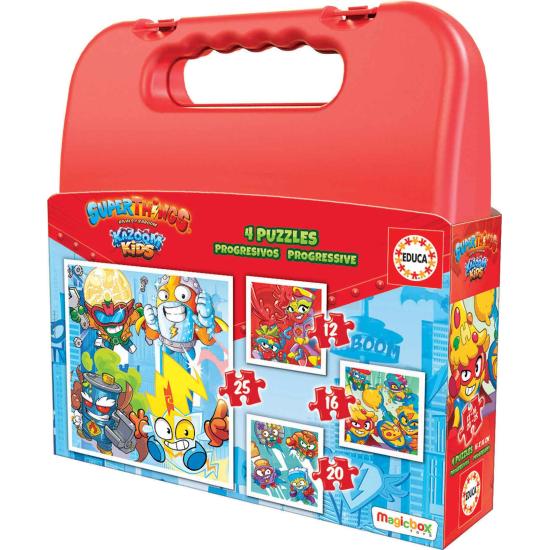 Puzzle Educa Progressive Valise Superthings 12-16-20-25