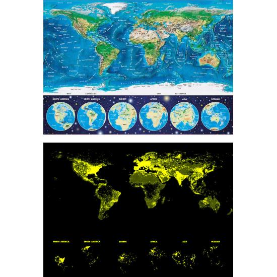 Puzzle carte du monde physique Educa (néon) 1000 pièces
