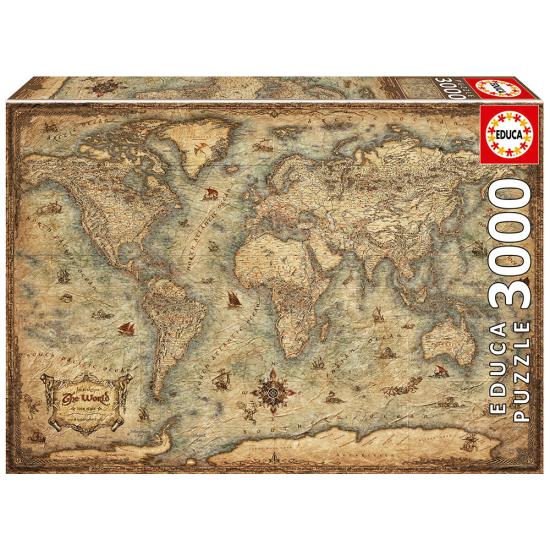 Puzzle carte du monde Educa 3000 pièces