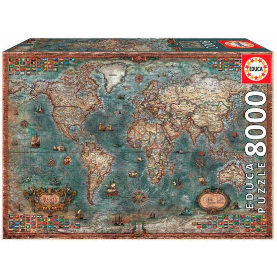 Puzzle carte du monde historique Educa 8000 pièces