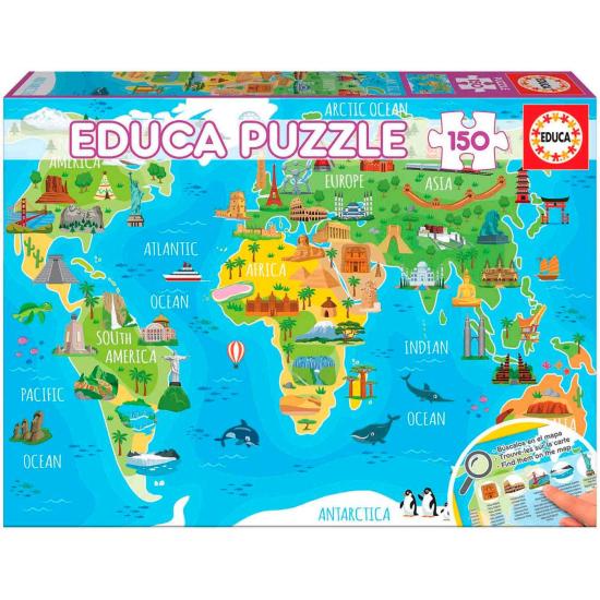 Educa World Map Puzzle Monuments 150 pièces