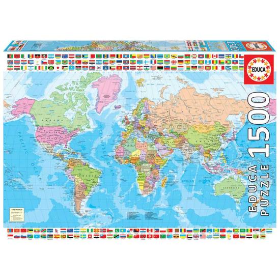 Puzzle carte du monde politique Educa 1500 pièces