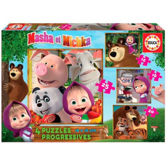 Puzzle Educa Masha et Michka Progressif 12+16+20+25 Pcs