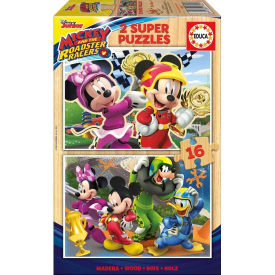 Puzzle Educa Mickey et les Super Pilotes 2 x 16 Pcs Bois