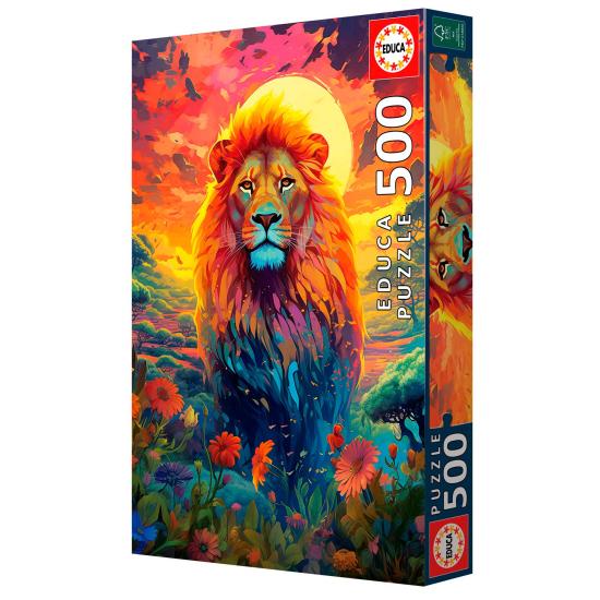 Puzzle Educa Regard Majestueux du Lion de 500 pièces