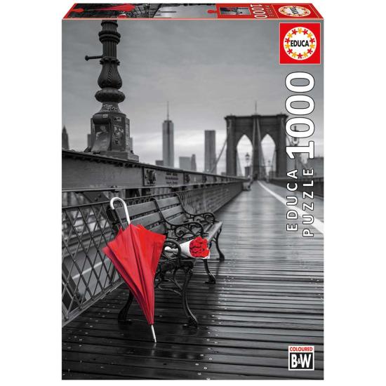 Educa Puzzle Parapluie rouge, Pont de Brooklyn 1000 pièces
