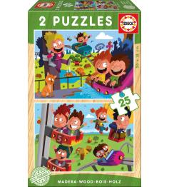 Educa Puzzle Parc d'attractions 2 x 25 pièces Bois