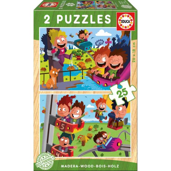 Educa Puzzle Parc d'attractions 2 x 25 pièces Bois