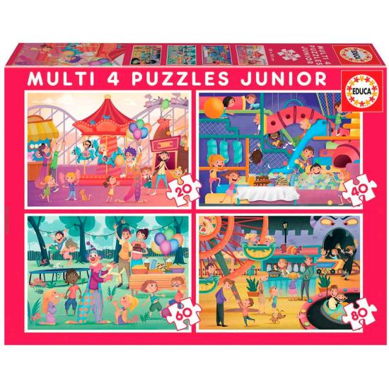 Puzzle Educa Park + Fête d'Enfants Progressif 20+40+60+80 p