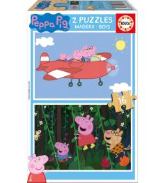 Puzzle Educa Peppa Cochon 2 x 16 pièces Bois