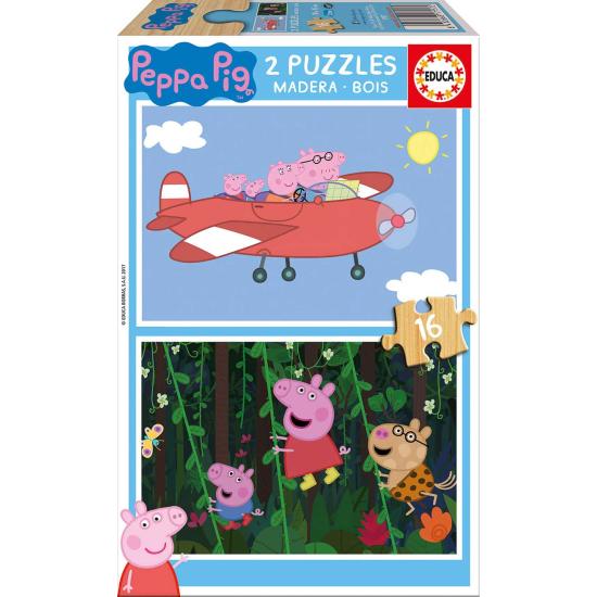 Puzzle Educa Peppa Cochon 2 x 16 pièces Bois