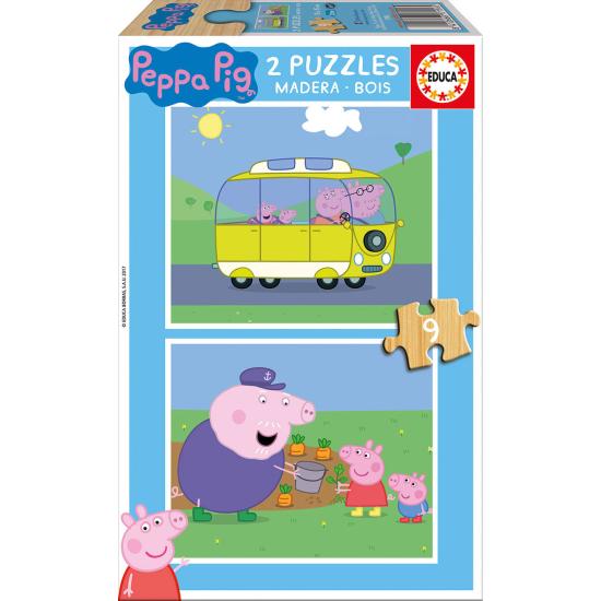 Puzzle Educa Peppa Cochon 2 x 9 Pièces Bois